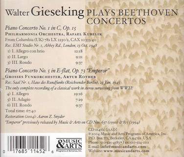 遂に入荷！ギーゼキングによるベートーヴェン：ピアノ協奏曲第5番
